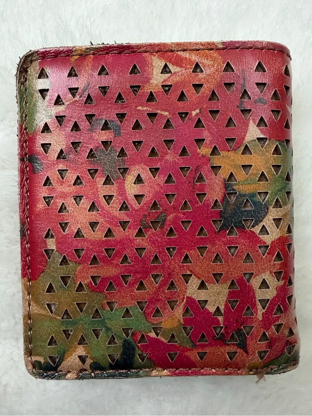 Patricia Nash Luzzi Women's Leather Wallet Perforated Multicolor bifold